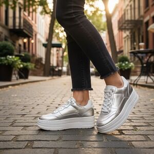 Michael Kors Hayes Metallic Leather Sneaker / Sold‎ Out Online 7M